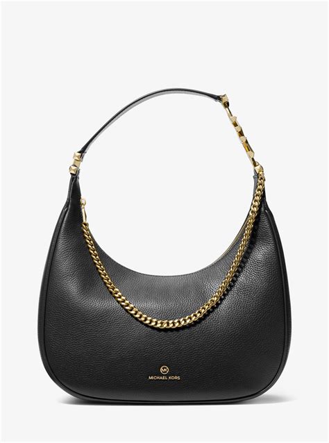 michael kors piper large pebbled leather shoulder bag|Michael Kors mercer leather bag.